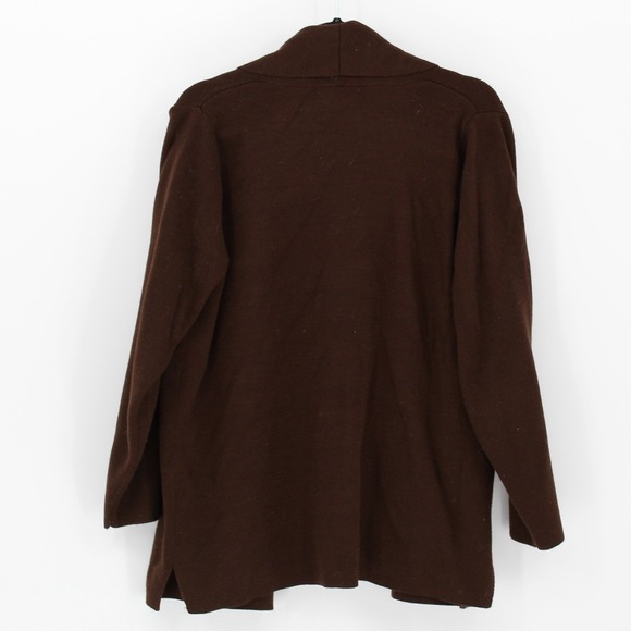 Dressbarn $58 1X Brown Open Front Shawl Collar Cardigan Sweater with Pockets - Picture 4 of 11
